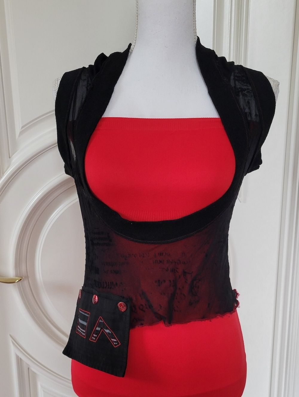 Black Sheer Hooded Vest